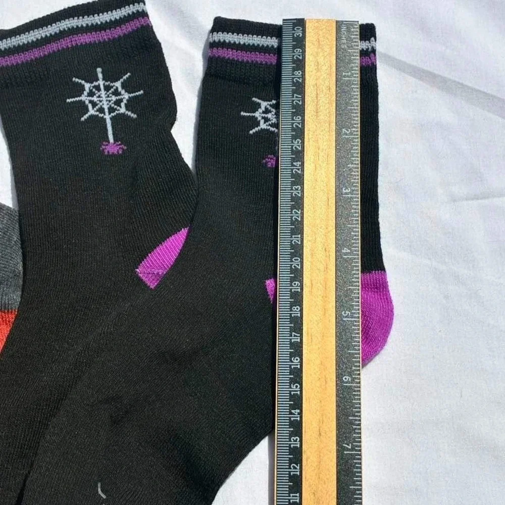 Halloween Crew Socks Black Orange Women One Size Spooky Season Set of 2